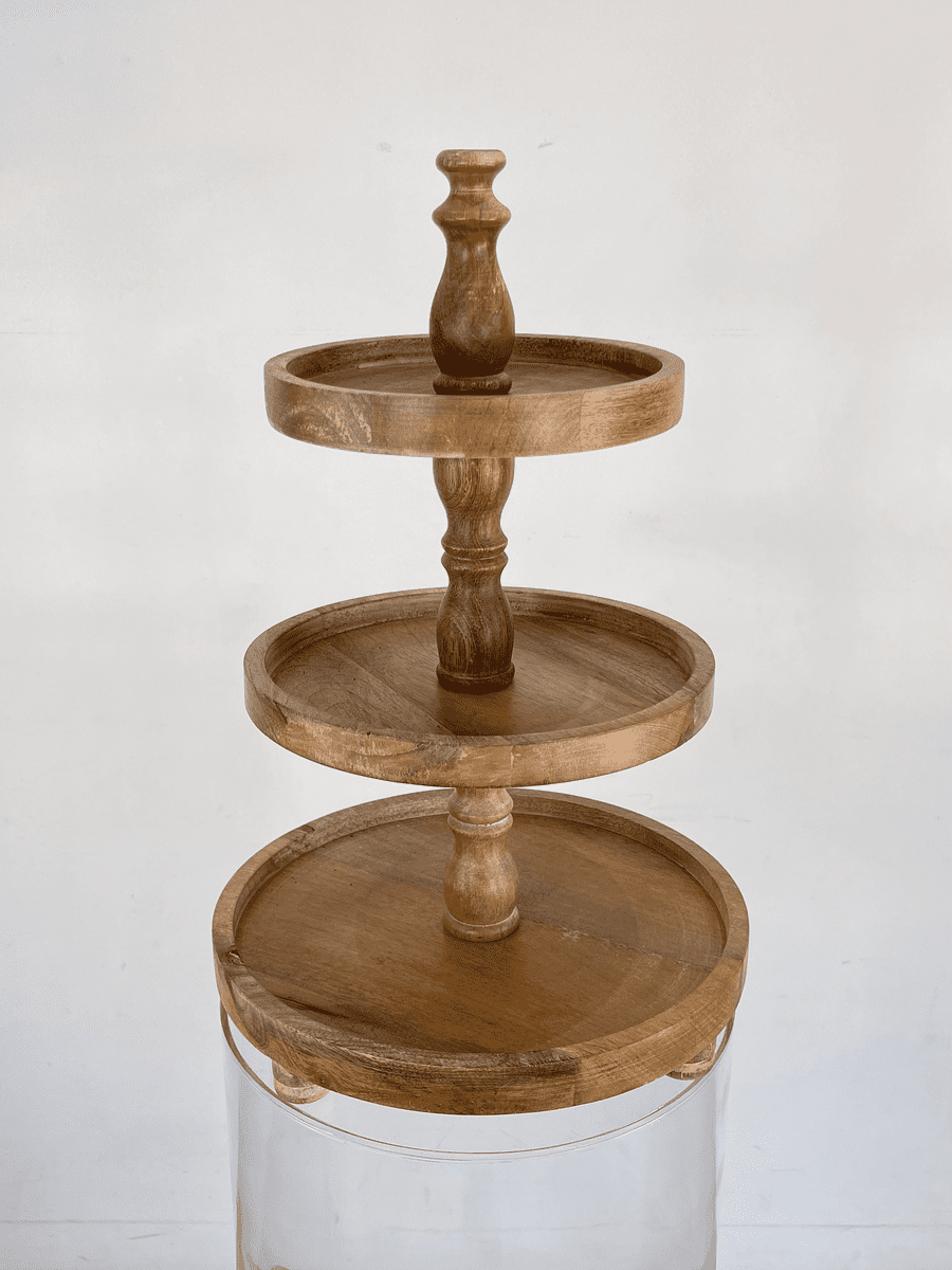VINTAGE TIERED WOODEN DESSERT STAND