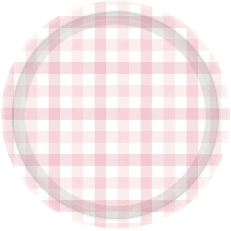 Gingham 8pk 23CM Paper Plate Pastel Pink