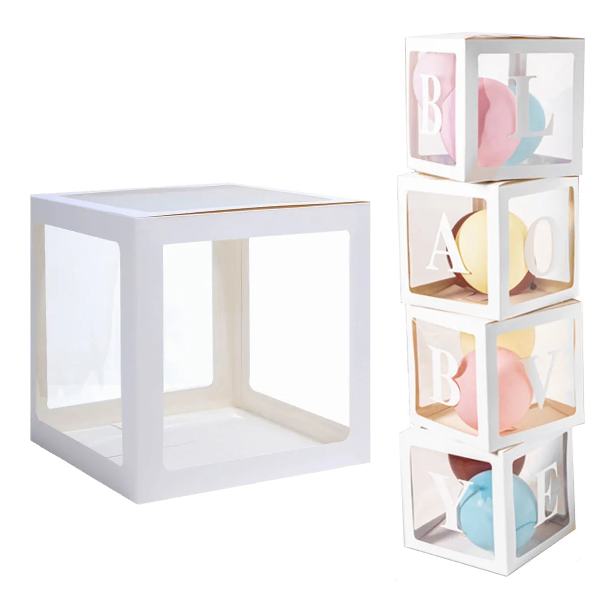 Shmick White Baby or Love Balloon Block Boxes - 4pk