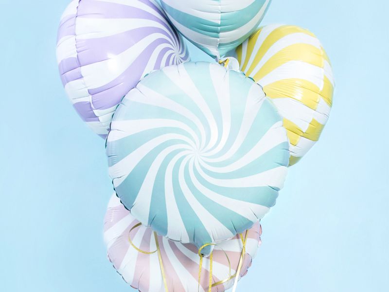 Party Deco Foil Round Candy Swirl Pastel Blue 45cm