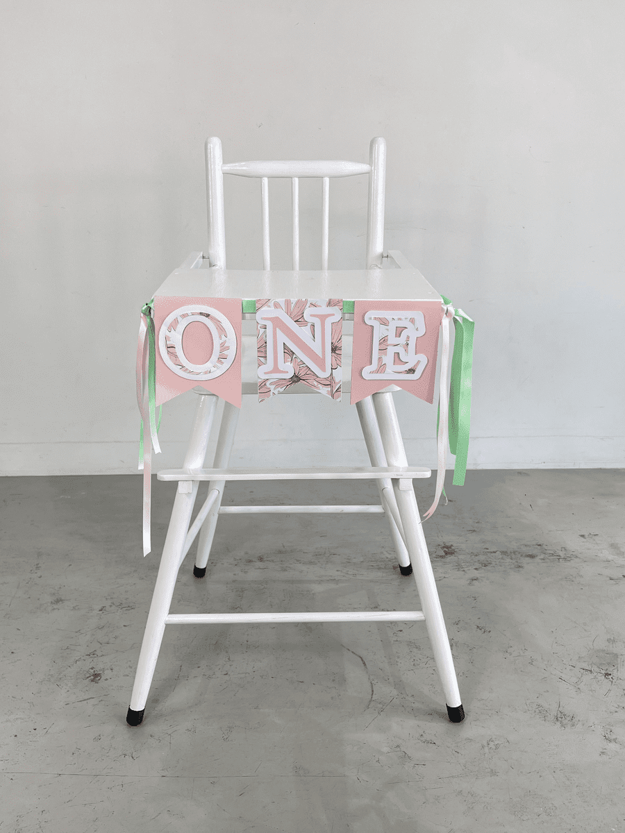 VINTAGE HIGH CHAIR W/ BUNTING